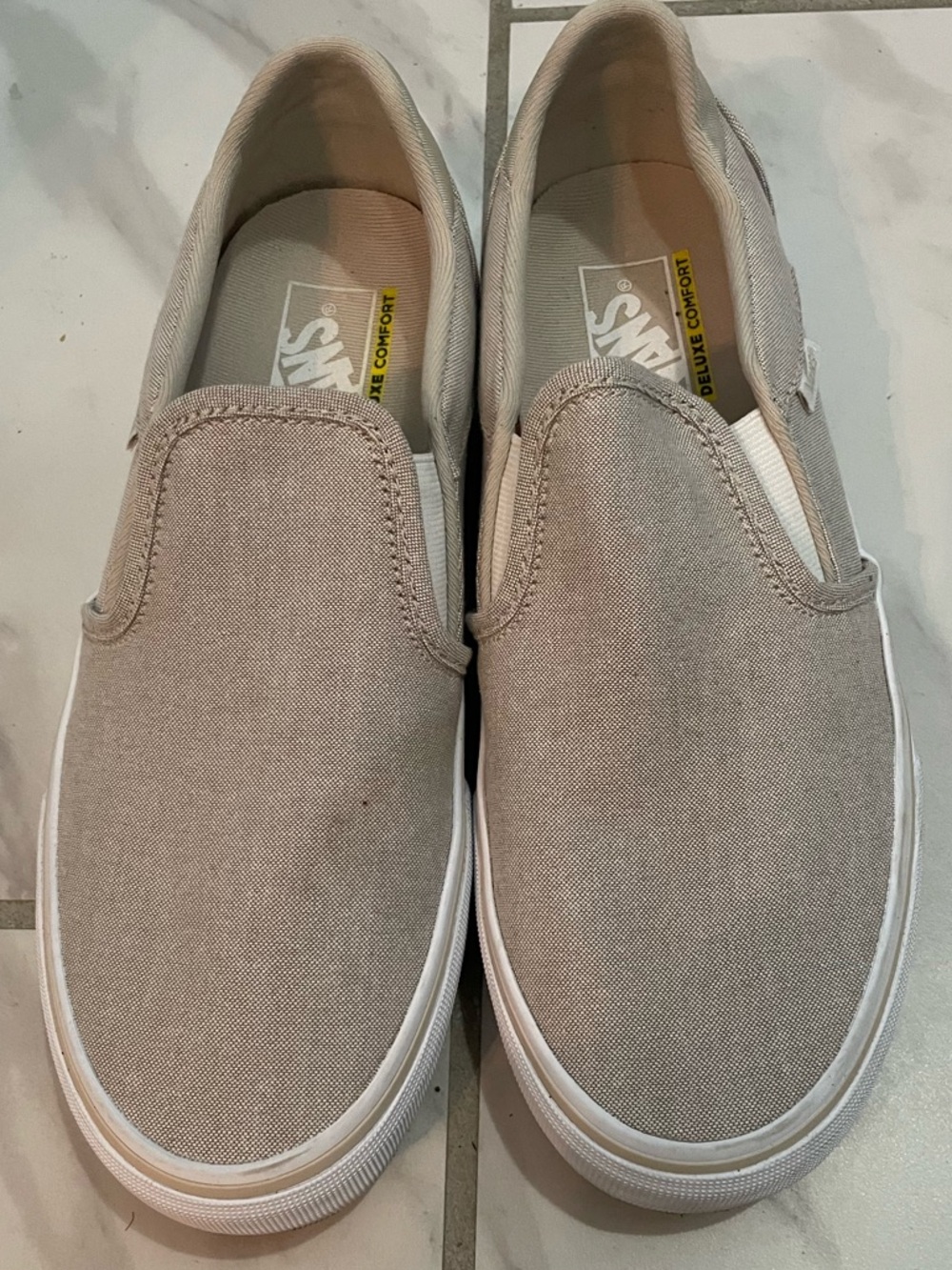 Vans Asher Taupe Deluxe slip-on  Comfort Luxe Canvas Sneakers